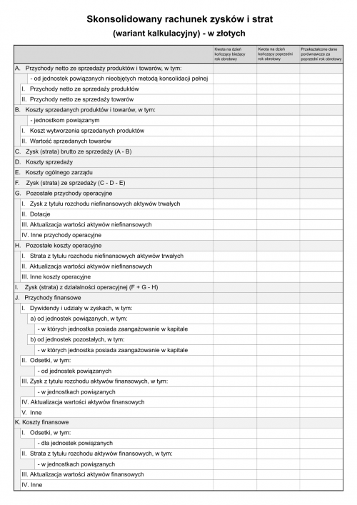 SFJGKZ RZiS-WK (v.1-2) (v.1-3) Skonsolidowany rachunek zysków i strat ...